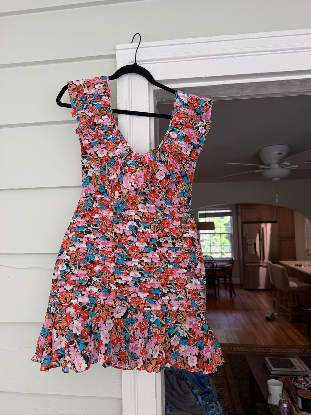 Sleeveless Floral Ruffle Mini Dress - Pink Multi